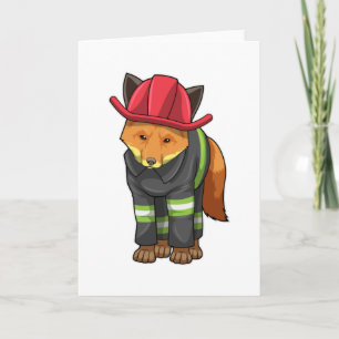 Fox as Firefighter with Helmet Card