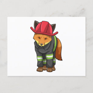 Fox as Firefighter with Helmet Postcard