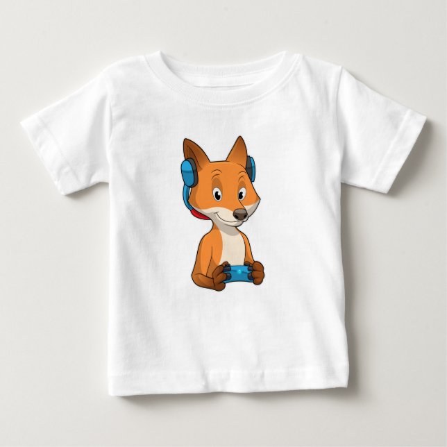 Fox as Gamer with Joystick Baby T-Shirt (Front)