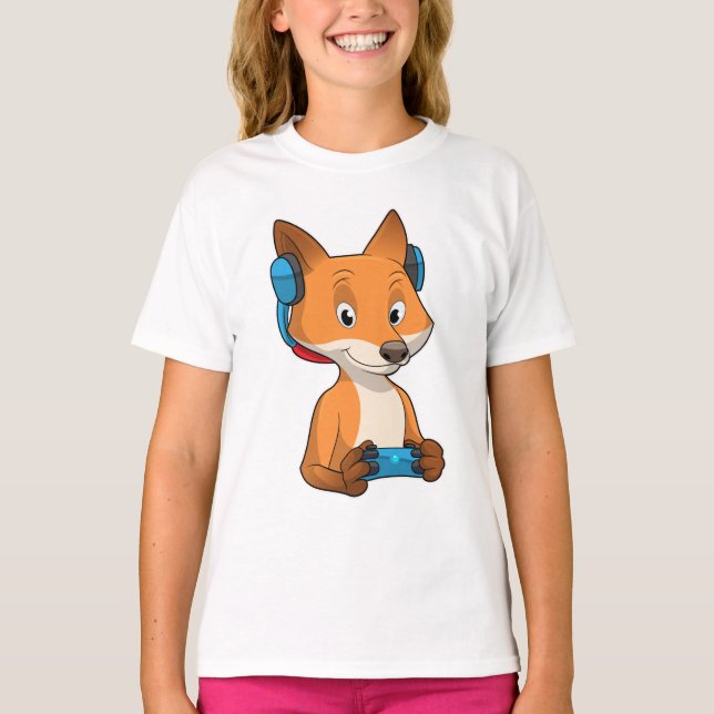 Fox as Gamer with Joystick T-Shirt (Front)