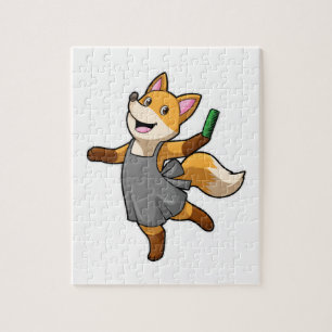 Fox as Hairdresser with Scissors Jigsaw Puzzle