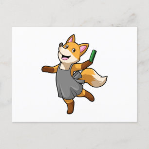 Fox as Hairdresser with Scissors Postcard