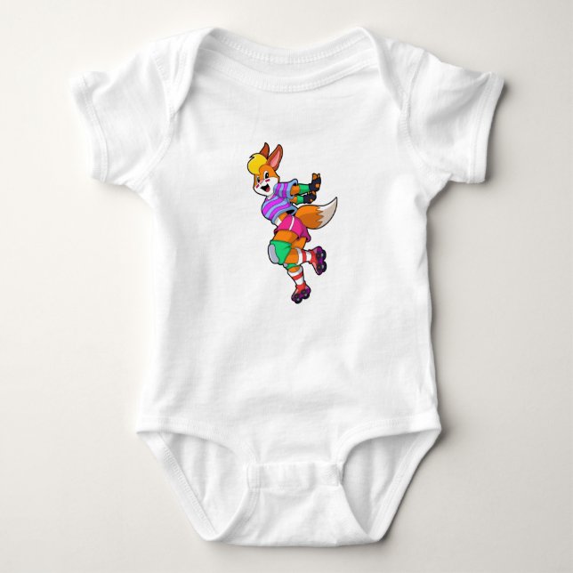 Fox as Inline Skater with Inline Skates Baby Bodysuit (Front)