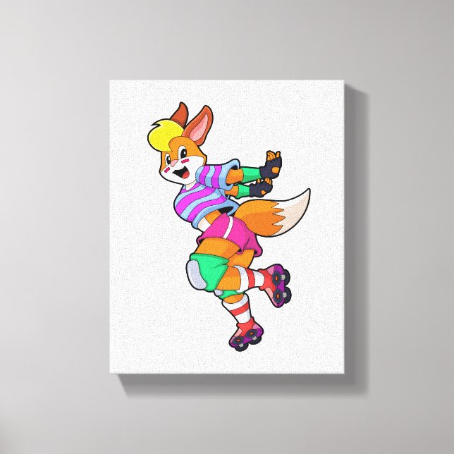 Fox as Inline Skater with Inline Skates Canvas Print (Front)