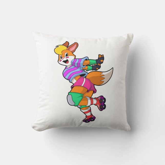 Fox as Inline Skater with Inline Skates Cushion (Front)