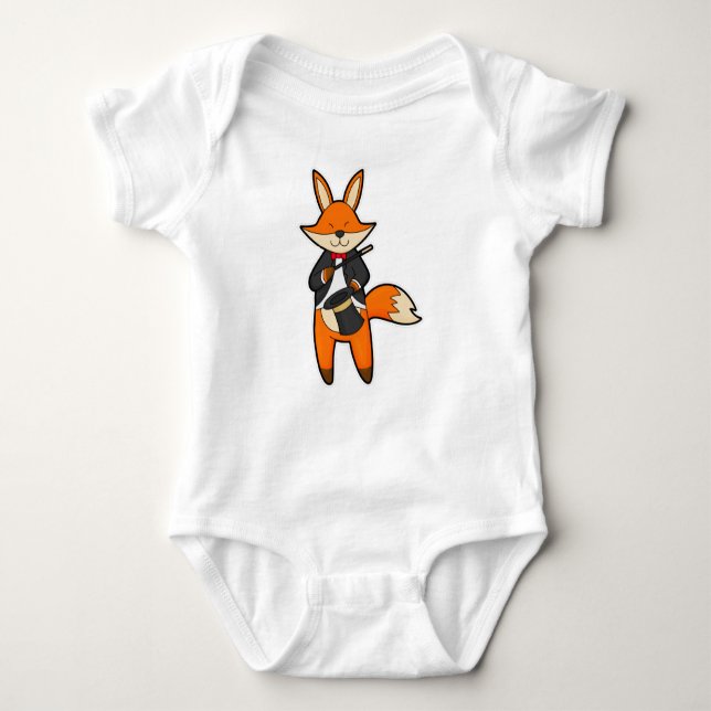 Fox as Magician with Magic wand & Hat Baby Bodysuit (Front)