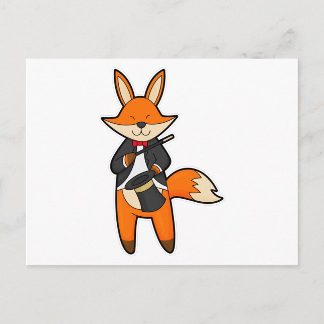 Fox as Magician with Magic wand & Hat Postcard (Front)