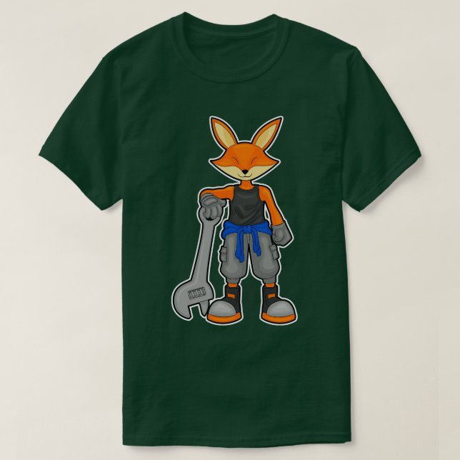 Fox as Mechanic with Spanner T-Shirt (Design Front)