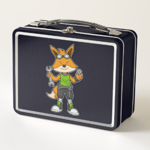Fox as Mechanic with Wrench & Nut Metal Lunch Box