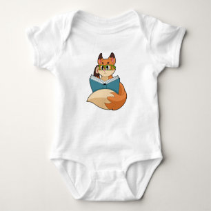 Fox as Nerd with Book & Glasses Baby Bodysuit
