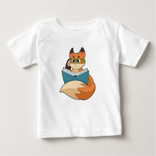 Fox as Nerd with Book & Glasses Baby T-Shirt