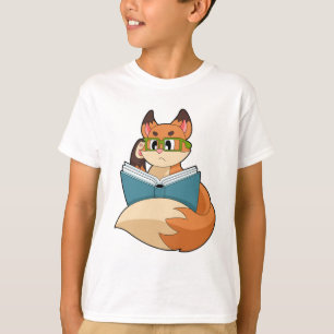 Fox as Nerd with Book & Glasses T-Shirt