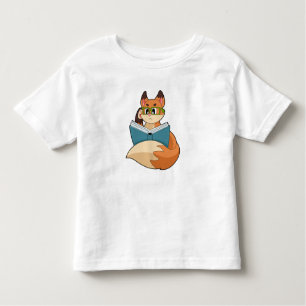 Fox as Nerd with Book & Glasses Toddler T-Shirt