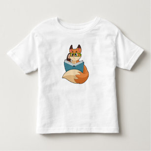 Fox as Nerd with Book & Glasses Toddler T-Shirt