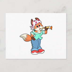 Fox as Painter with Brush & Colour Postcard