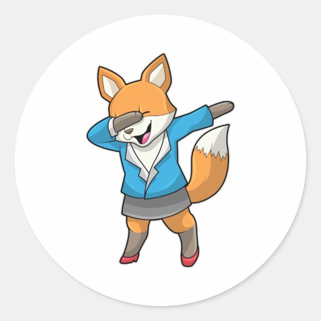 Fox as Secretary at Hip Hop Dance Classic Round Sticker (Front)