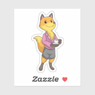 Fox as Secretary with Coffee Cup