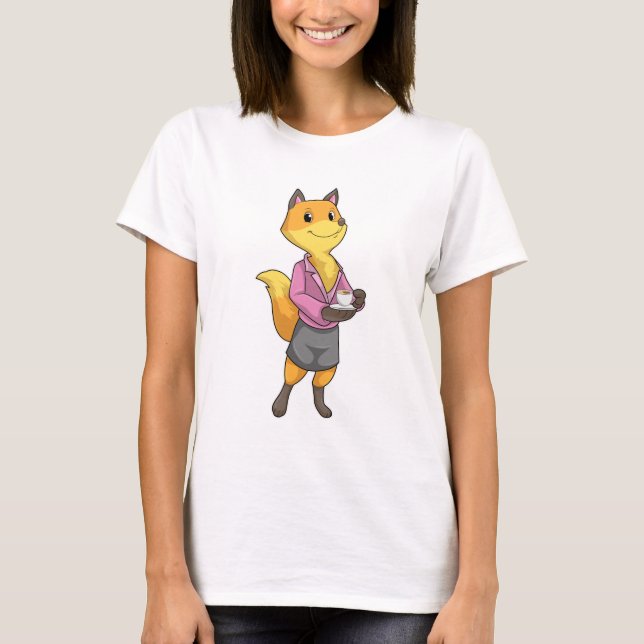 Fox as Secretary with Coffee Cup T-Shirt (Front)