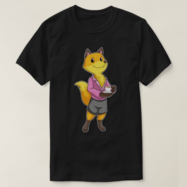 Fox as Secretary with Coffee Cup T-Shirt (Design Front)