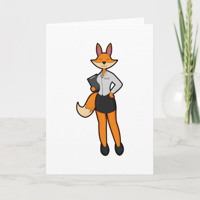 Fox as Secretary with Notepad Card (Front)
