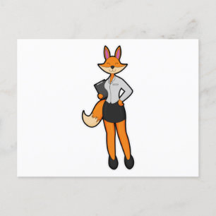 Fox as Secretary with Notepad Postcard