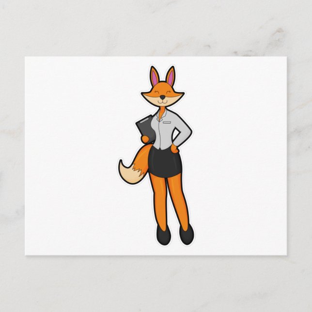 Fox as Secretary with Notepad Postcard (Front)