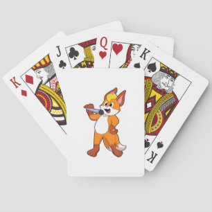 Fox as Singer with Microphone Playing Cards