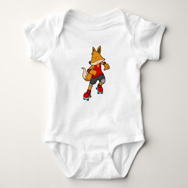 Fox as Skater with Roller skates Baby Bodysuit (Front)