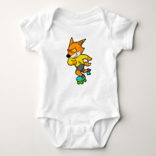 Fox as Skater with Roller skates Baby Bodysuit