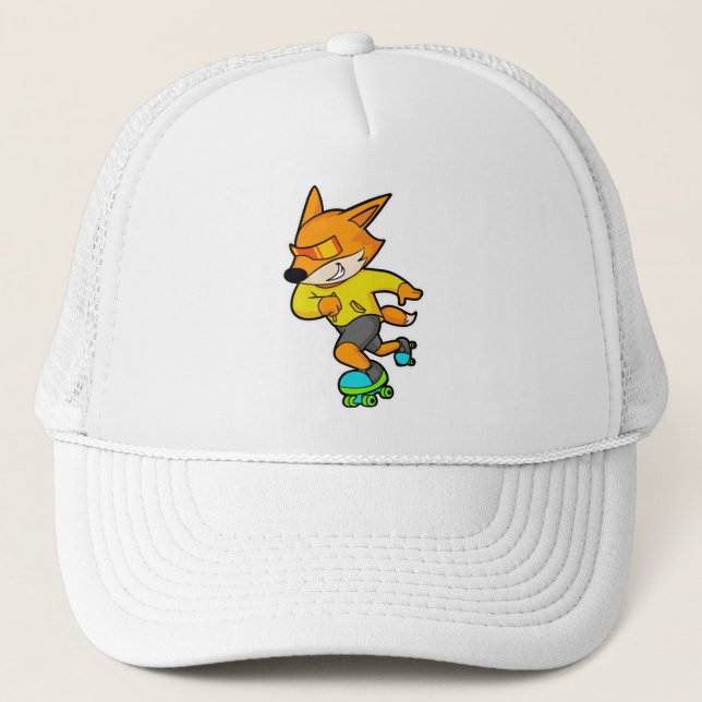Fox as Skater with Roller skates Trucker Hat (Front)
