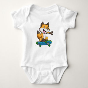 Fox as Skater with Skateboard Baby Bodysuit