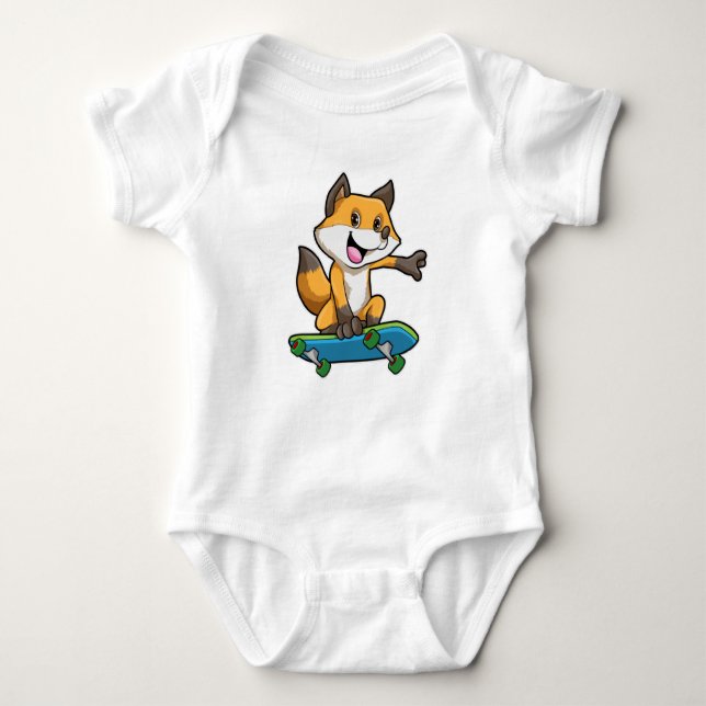 Fox as Skater with Skateboard Baby Bodysuit (Front)