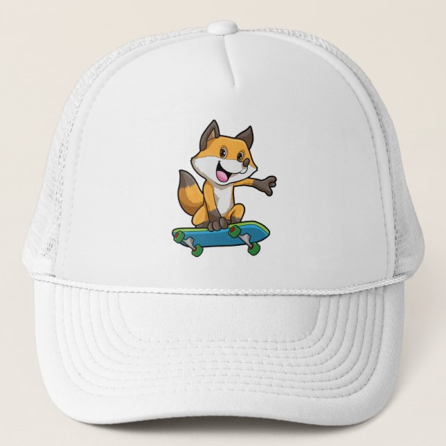 Fox as Skater with Skateboard Trucker Hat (Front)