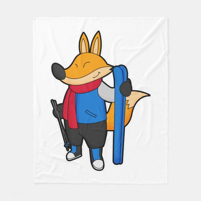 Fox as Skier with Ski Fleece Blanket (Front)