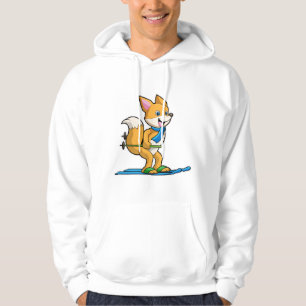 Fox as Skier with Ski & Ski poles Hoodie