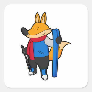 Fox as Skier with Ski Square Sticker