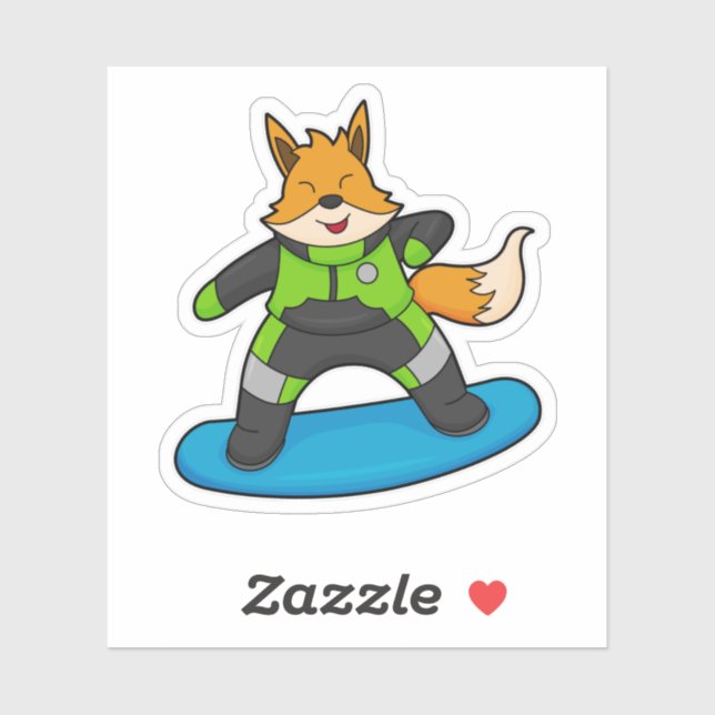 Fox as Snowboarder with Snowboard (Sheet)