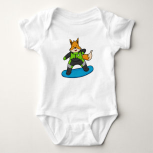 Fox as Snowboarder with Snowboard Baby Bodysuit