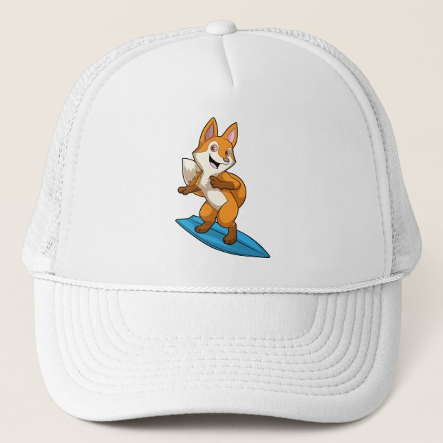 Fox as Surfer with Surfboard Trucker Hat (Front)