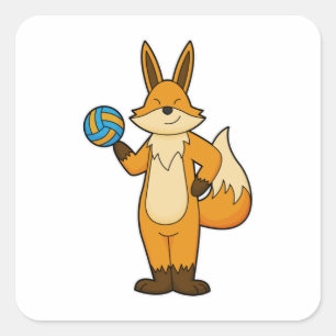 Fox as Volleyball player with Volleyball Square Sticker