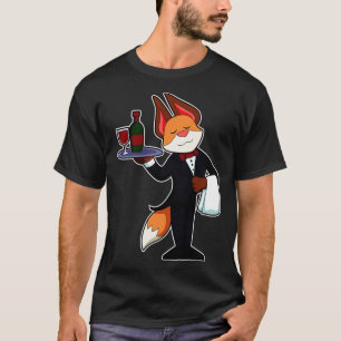 Fox as Waiter with Platter and Red wine T-Shirt