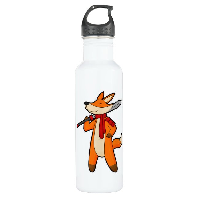 Fox as Warrior with Sword & Scarf 710 Ml Water Bottle (Front)
