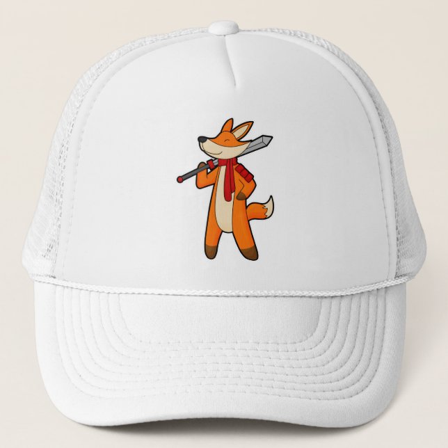 Fox as Warrior with Sword & Scarf Trucker Hat (Front)