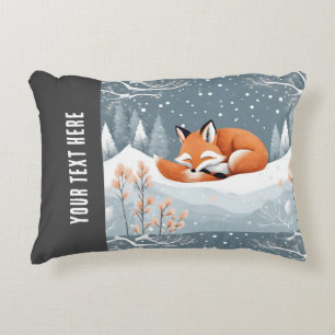 Fox Asleep in Winter Snow Cute Cosy Christmas Decorative Cushion
