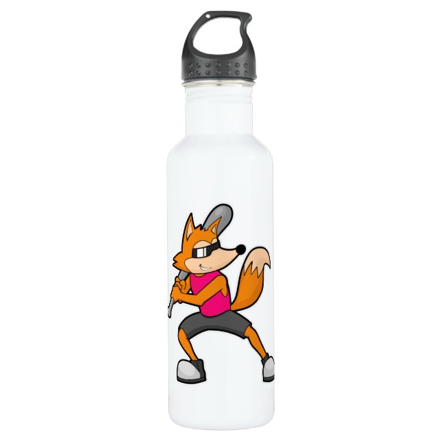 Fox at Baseball with Baseball bat 710 Ml Water Bottle (Front)