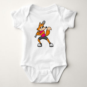 Fox at Baseball with Baseball bat Baby Bodysuit