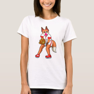 Fox at Baseball with Baseball glove T-Shirt