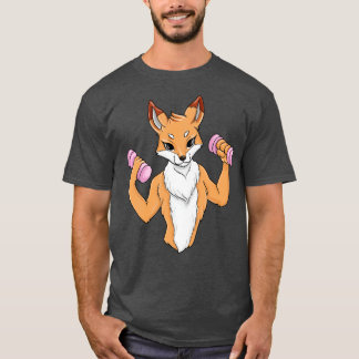 Fox at bodybuilding with dumbbells T-Shirt
