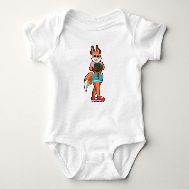Fox at Bowling with Bowling ball Baby Bodysuit (Front)