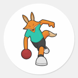 Fox at Bowling with Bowling ball Classic Round Sticker